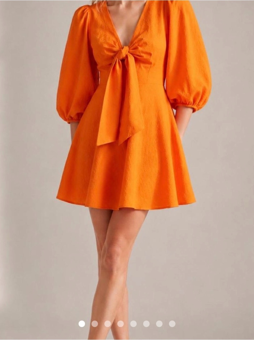 Ted Baker Tie-Front Puff Sleeve Mini Dress - Orange